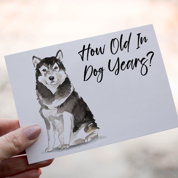 Malamute Dog Birthday Card, Dog Birthday Card, Personalized