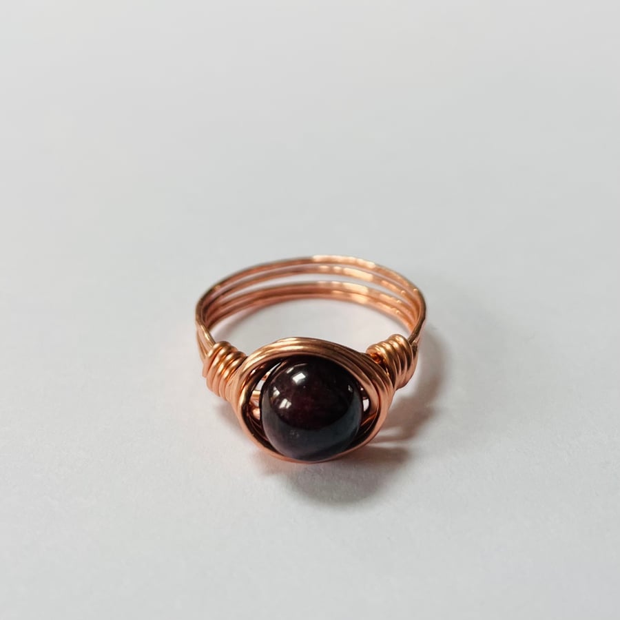 Wire wrapped Garnet ring