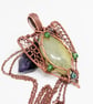 Celtic Style Shield Shaped Copper Necklace With Prehnite