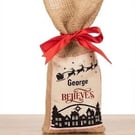 Small personalised Hessian Christmas gift sack