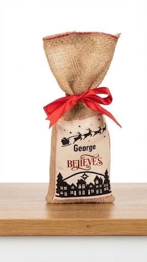 Small personalised Hessian Christmas gift sack