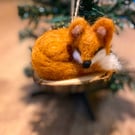 Felted Fox - Christmas - Christmas Decoration - Needle Felted Fox - Tree Decor