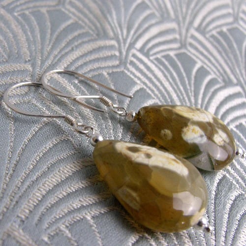 Jasper Earrings, Dangle Earrings, Semi-Precious Gemstone Earrings  CC68