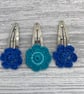 Set of 3 flower hair clips, girls hair slides in blue - Image 2