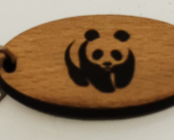 Panda Keyring etched on wood