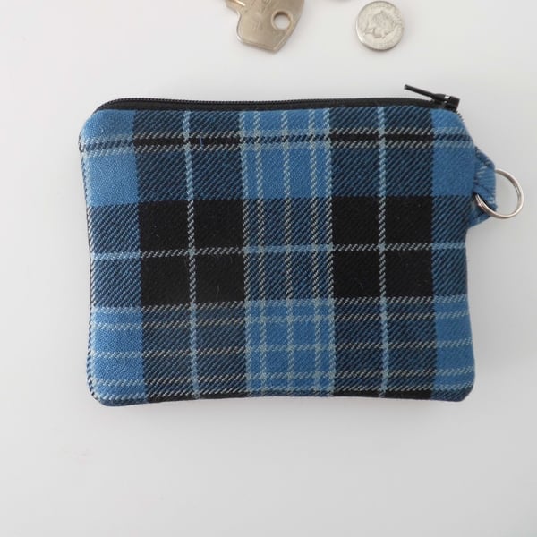 Coin purse Clergy tartan black and blue plaid 
