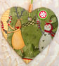 Christmas Decoration Ornament: Decoupaged Wooden Heart 15cm (6") Reindeer