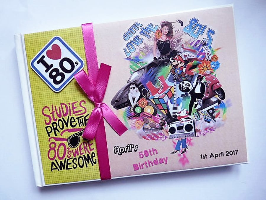 80's themed Birthday Guest Book, I love 80's party book, gift