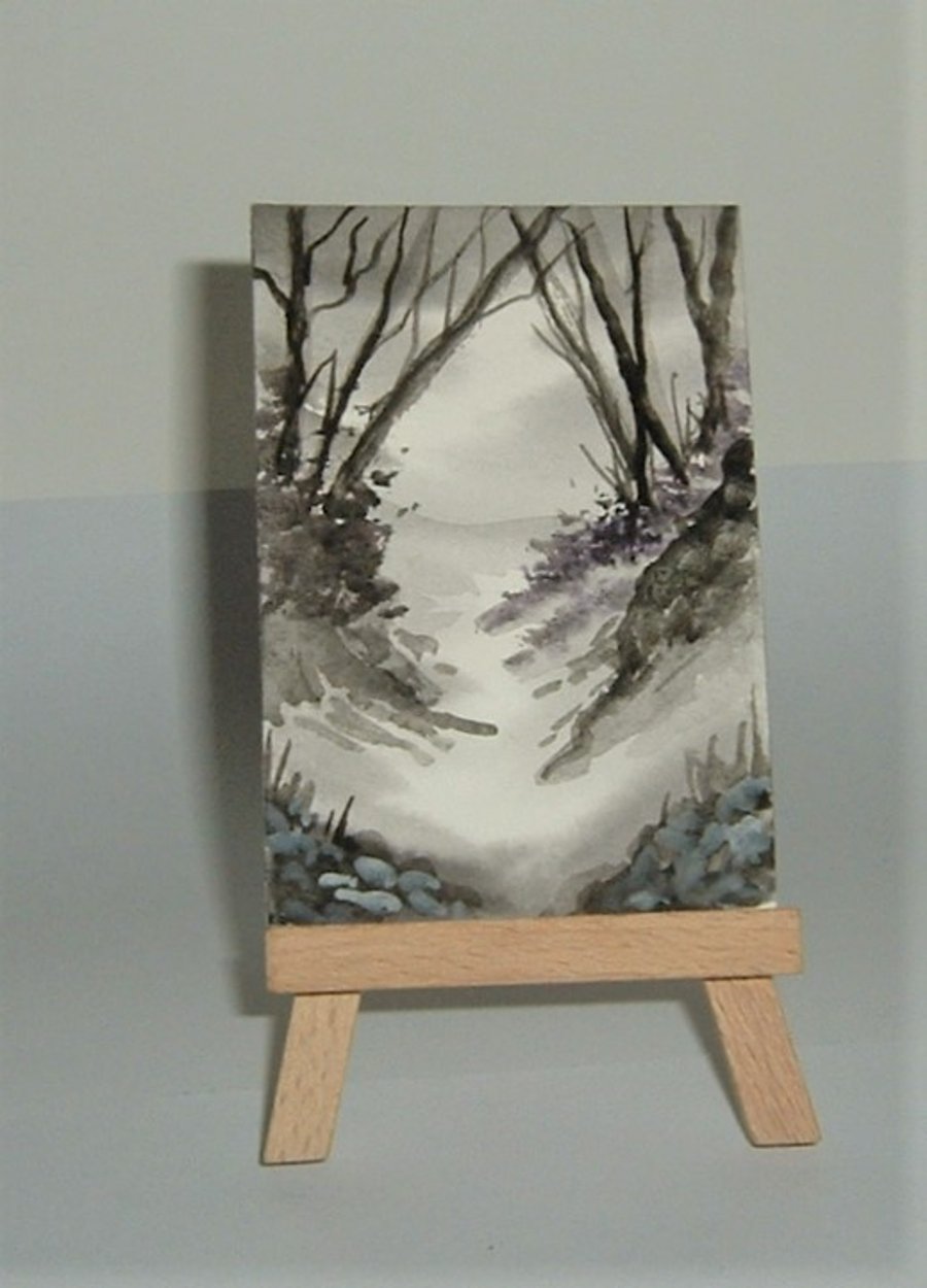 original art watercolour landscape painting aceo ( ref F 327)