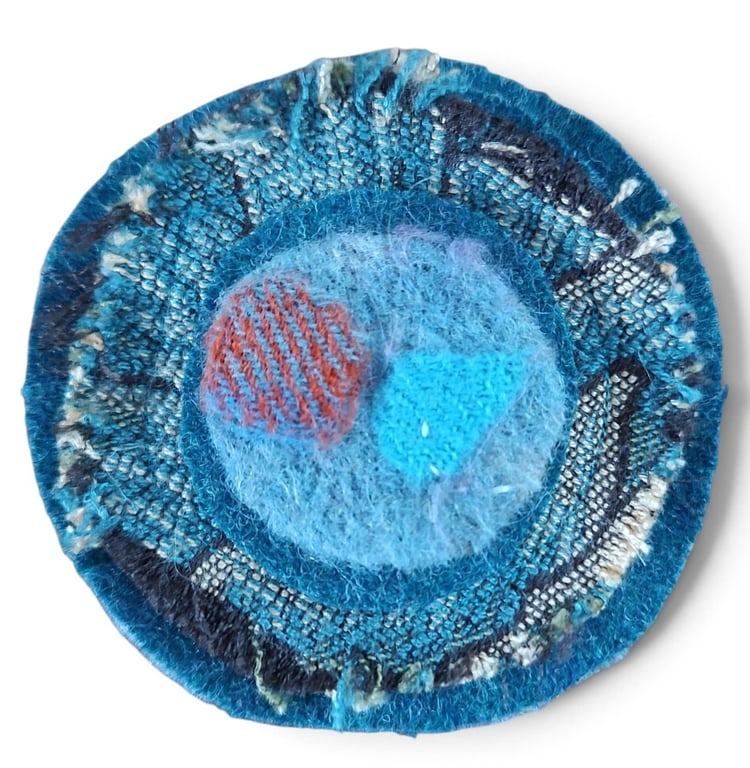 Textile art hand crafted brooch 
