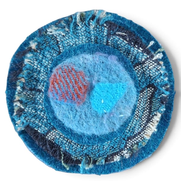 Textile art hand crafted brooch 