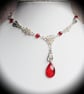 Gothic Bat and Blood Red Teardrop Choker, Vampire Jewellery