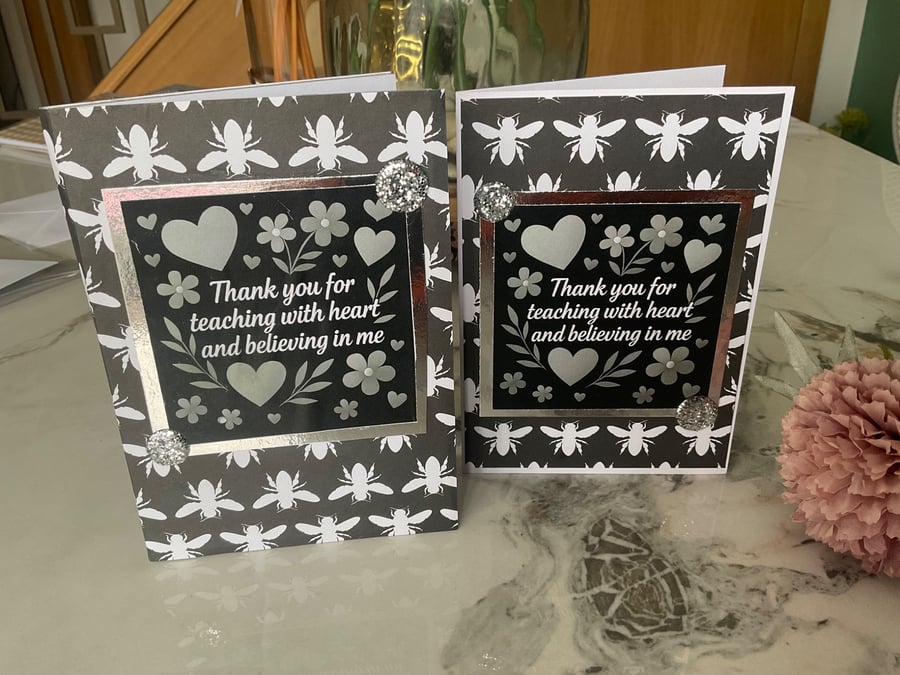 Teacher thank you gift. Double notepad and coordinating greeting card.