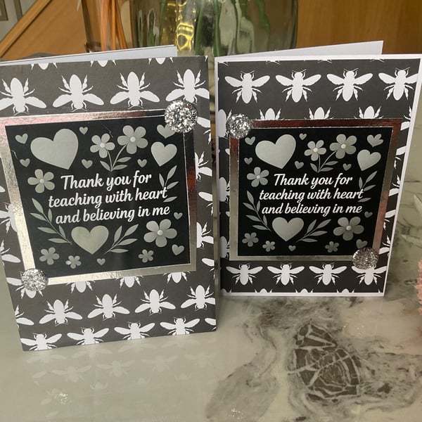 Teacher thank you gift. Double notepad and coordinating greeting card.