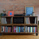 Industrial sideboard with cast iron castor wheels