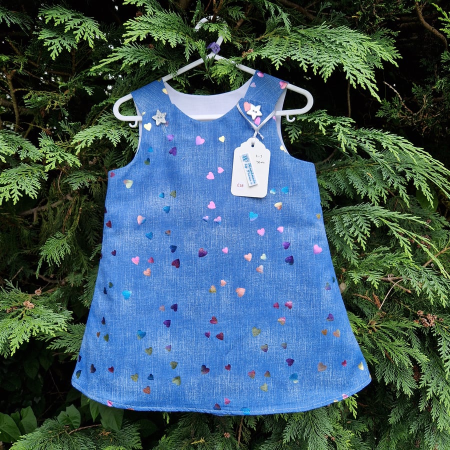 Age: 2-3yr Denim Foil Heart dress. 