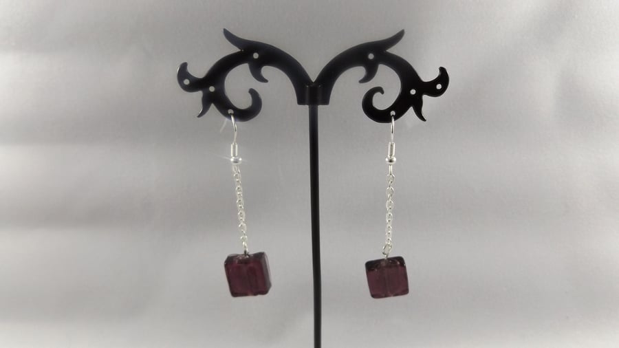 earrings purple glass square