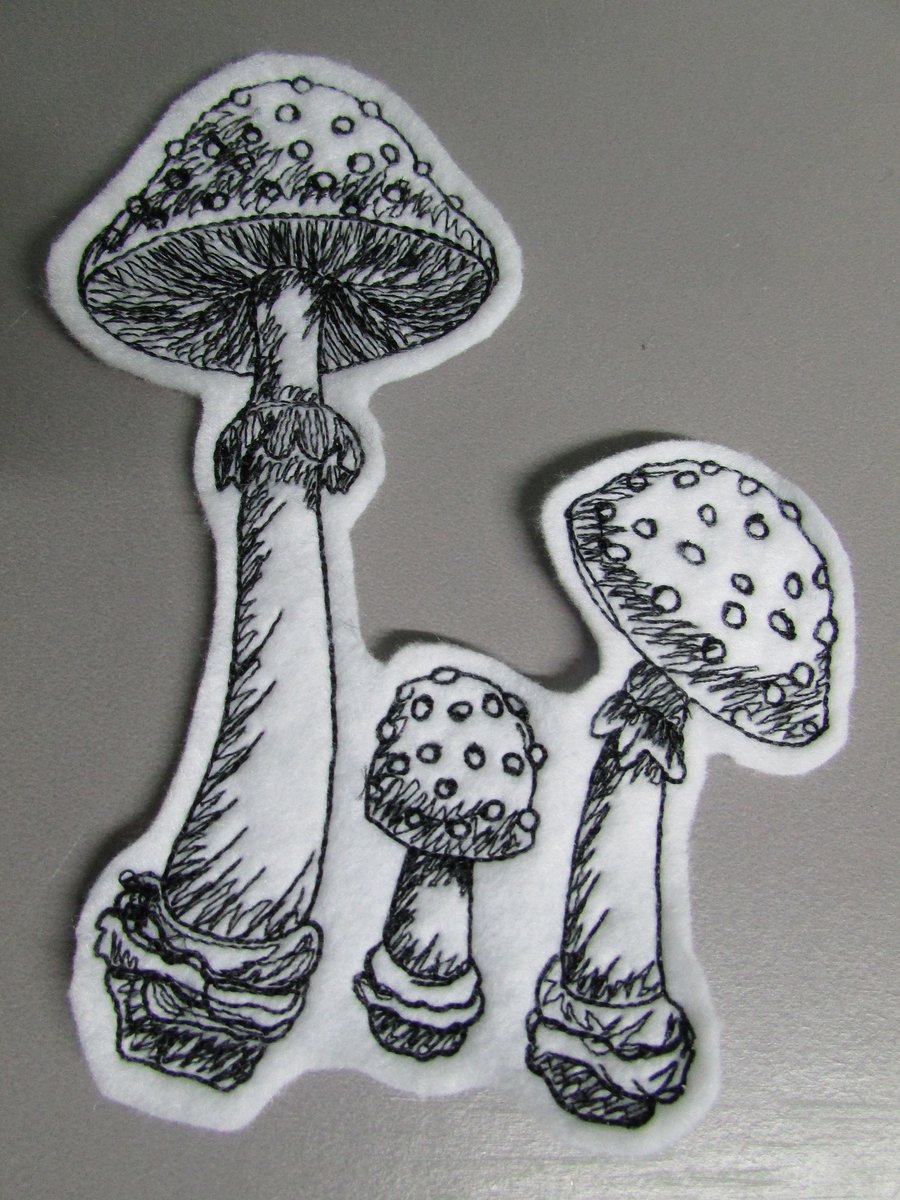 Fungi Mushroom Embroidered Sew on Applique Patch