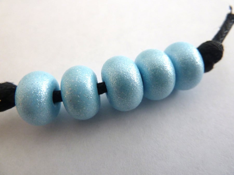 blue glitter lampwork beads
