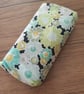 Tissue Holder Green and Yellow Flowers on black background
