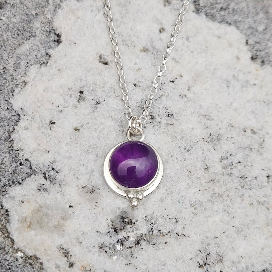 Amethyst Lotus Moon Flower Necklace