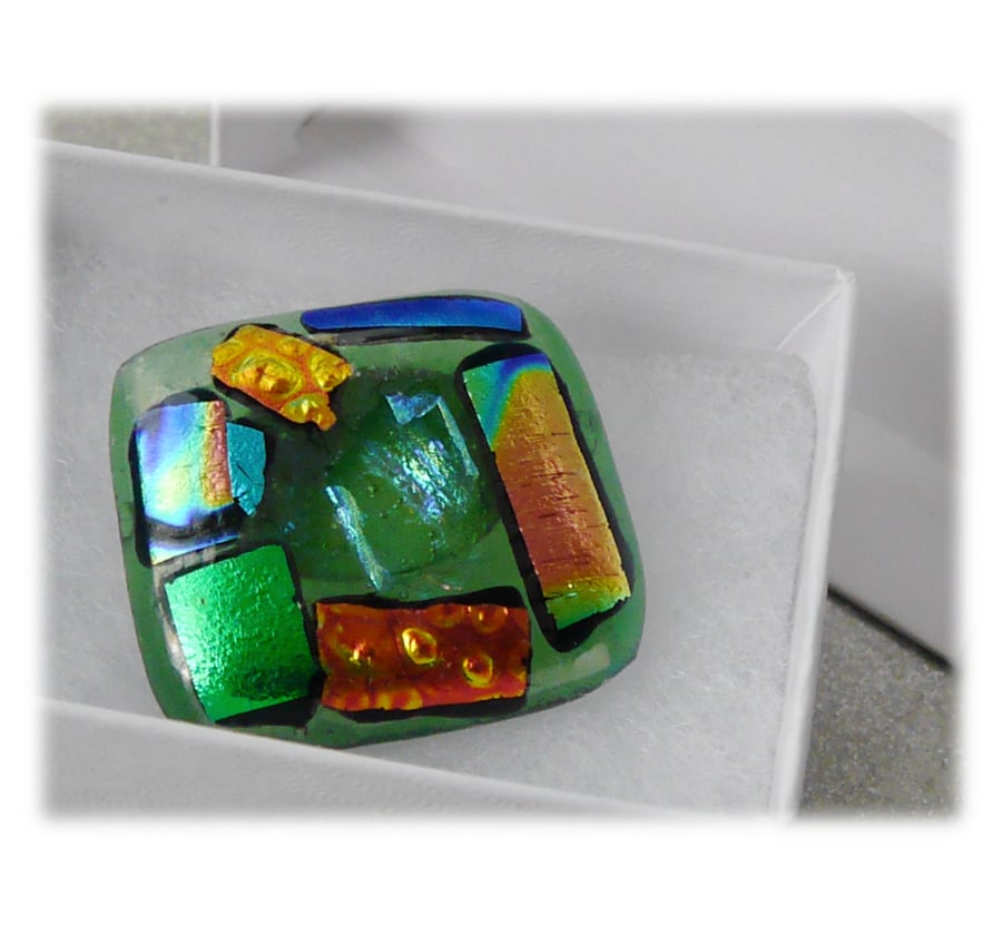Brooch Dichroic Fused Glass 036 Abstract Handmade