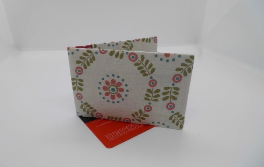 Mini travel credit card wallet holder  modern floral print