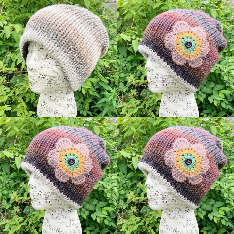 Reversible Hat. Beanie. Slouchy. Knitted Hat. Woollen Hat. Double Layered Hat.