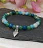 Mala bracelet with 27 blue and green agate and chrysocolla gemstones with hearts - Image 5