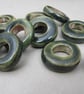 10 Medium Forest Green Glazed Ceramic Donut Beads - Image 2