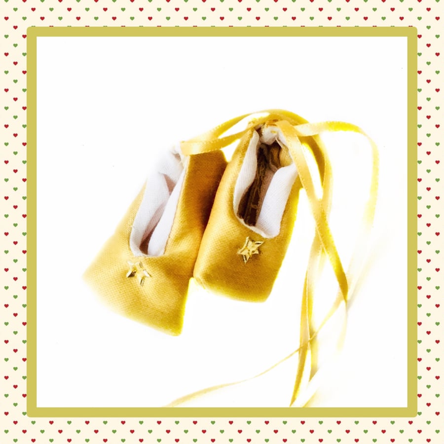 Reserved for Sue - Gold Satin Ballet Shoes