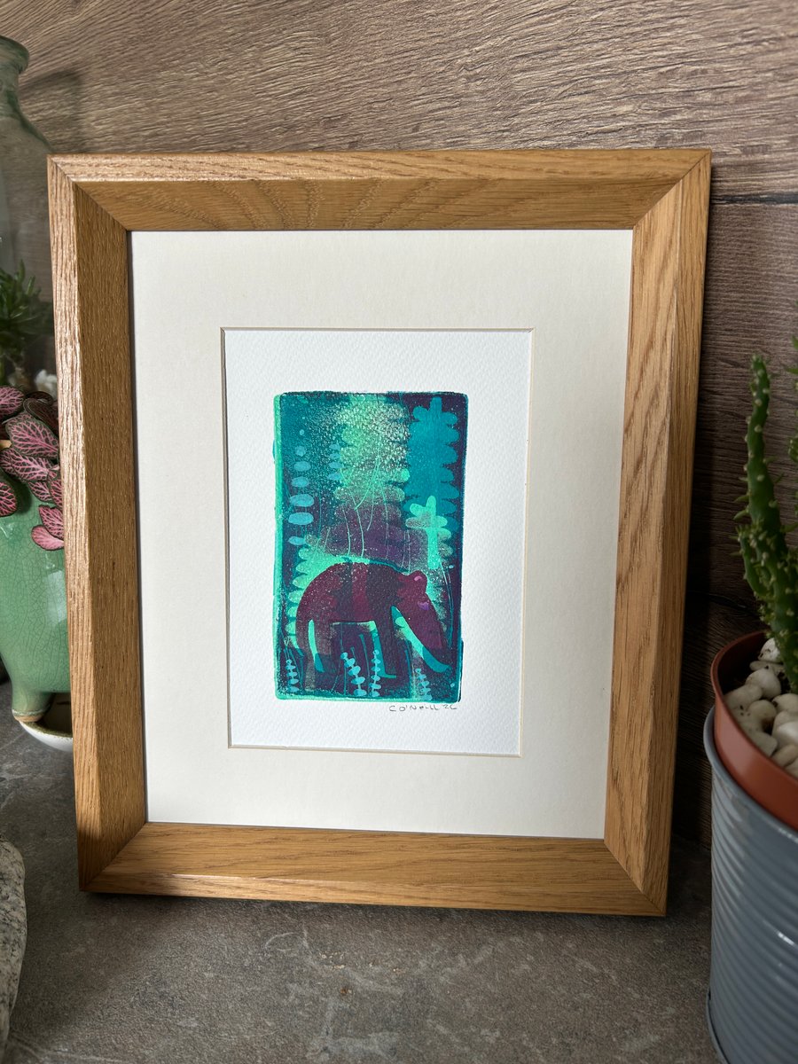 Quirky Little Ant Eater.  Original monoprint .   Handmade print