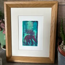 Quirky Little Ant Eater.  Original monoprint .   Handmade print