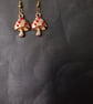 Red, white and gold toadstool charm dangle earrings  - Image 3