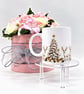 Snowy Christmas Trees & Reindeer Mug – White and Gold Festive Design