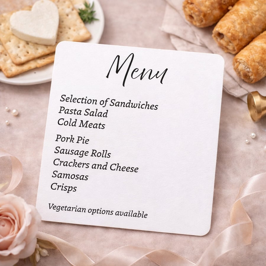 Wedding Menu Card - Buffet & Reception Menu - Modern Wedding Stationery