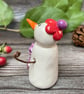 Handmade Ceramic Snowpeep with Red Purple Flowers - Image 4