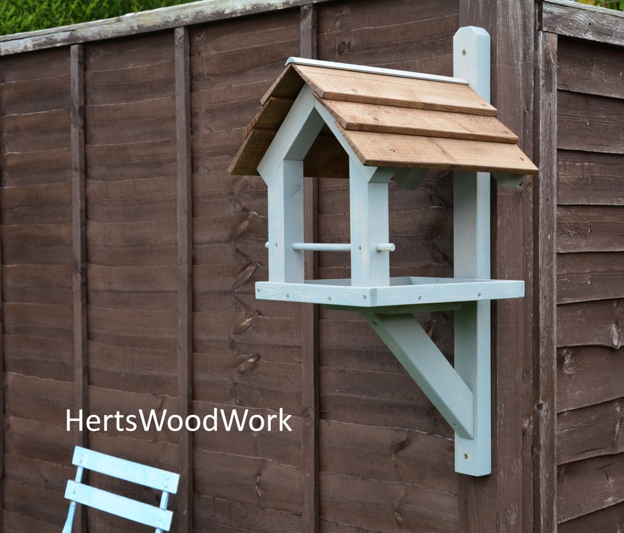 Handmade Wall Fence Mounted Bird Feeder Table