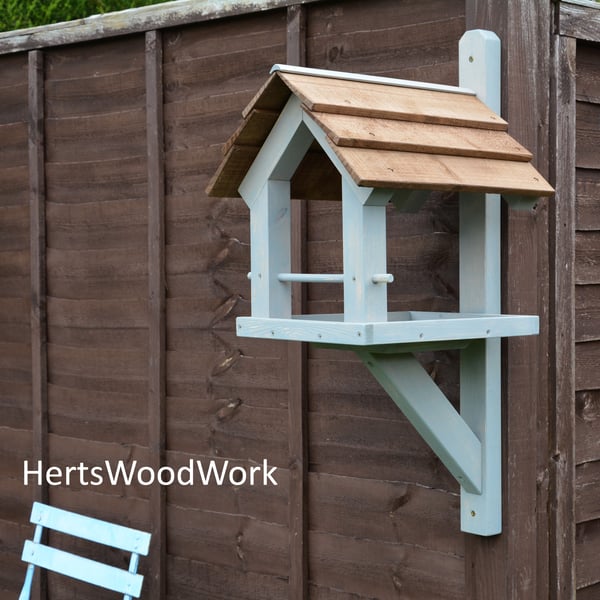 Handmade Wall Fence Mounted Bird Feeder Table