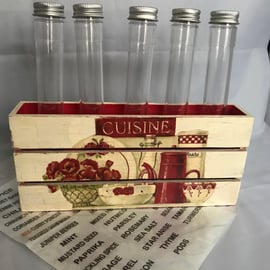 Decorated Herb Rack Tubes Cuisine Kitchen Crackle Decoupage Flower Stem Display 