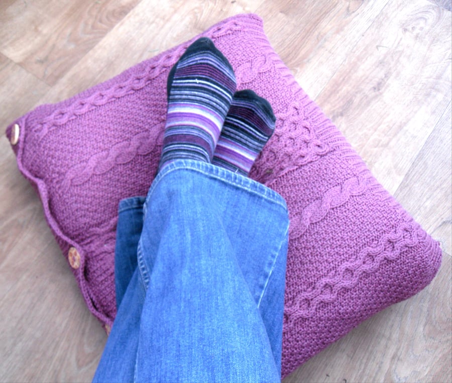 Recycled Repurposed Pink Cable Cushion