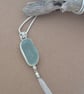 Beautiful Unique Foam Color Seaham Seaglass Pendant Necklace  Sterling Silver  - Image 2