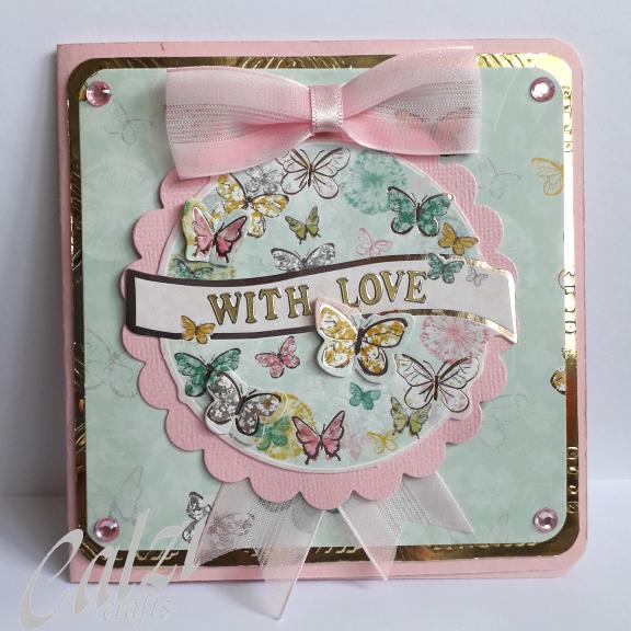 Butterfly Rosette With Love Blank Greeting Card