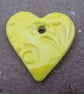 Medium Lemon Yellow Brocade Texture Heart Shaped Ceramic Pendant - Image 1