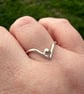 Silver Wishbone Ring with Polished Silver Drop - Image 3