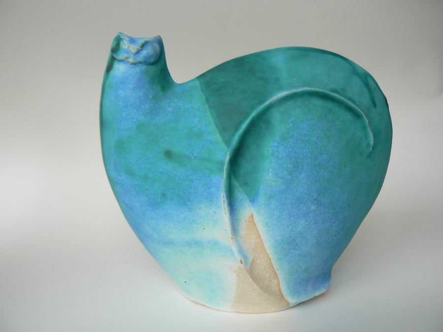 Cat in Turquoise Ceramic.