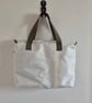 Upcycled Sailcloth Work Bag – Zipped Office Tote with Olive Green Handles - Image 1