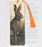 Hare - wooden bookmark,  British wildlife gift 