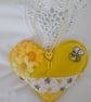 Spring time yellow felt hanging heart