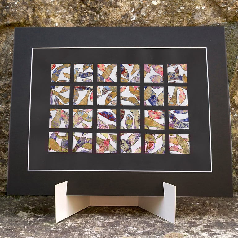 Original abstract monoprint paper collage golden days – FOD3